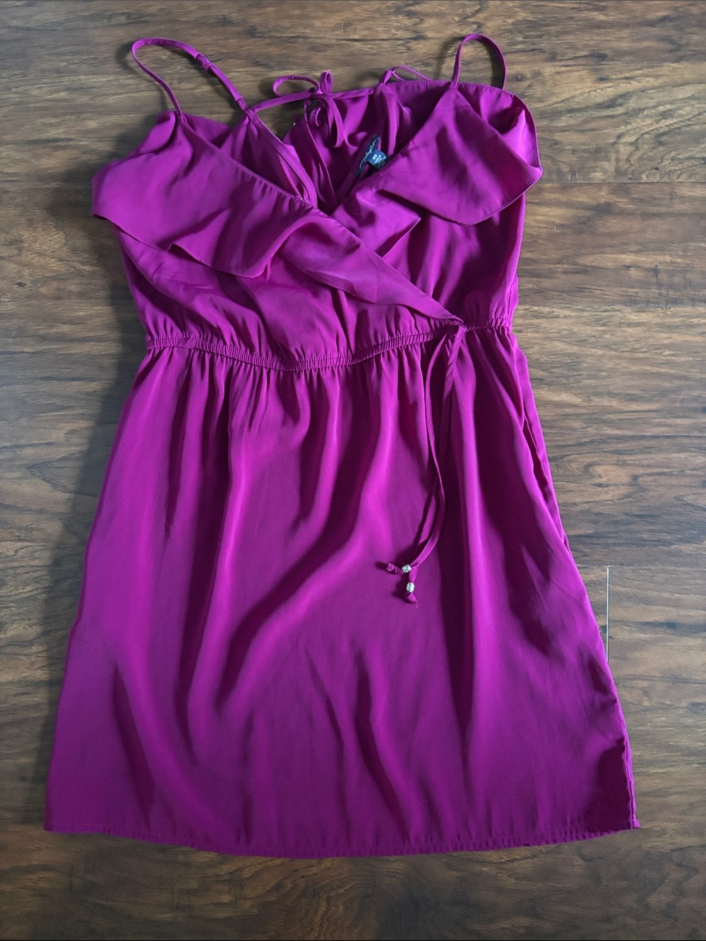 American Eagle Outfitters Magenta Ruffle V-Neck Mini Dress